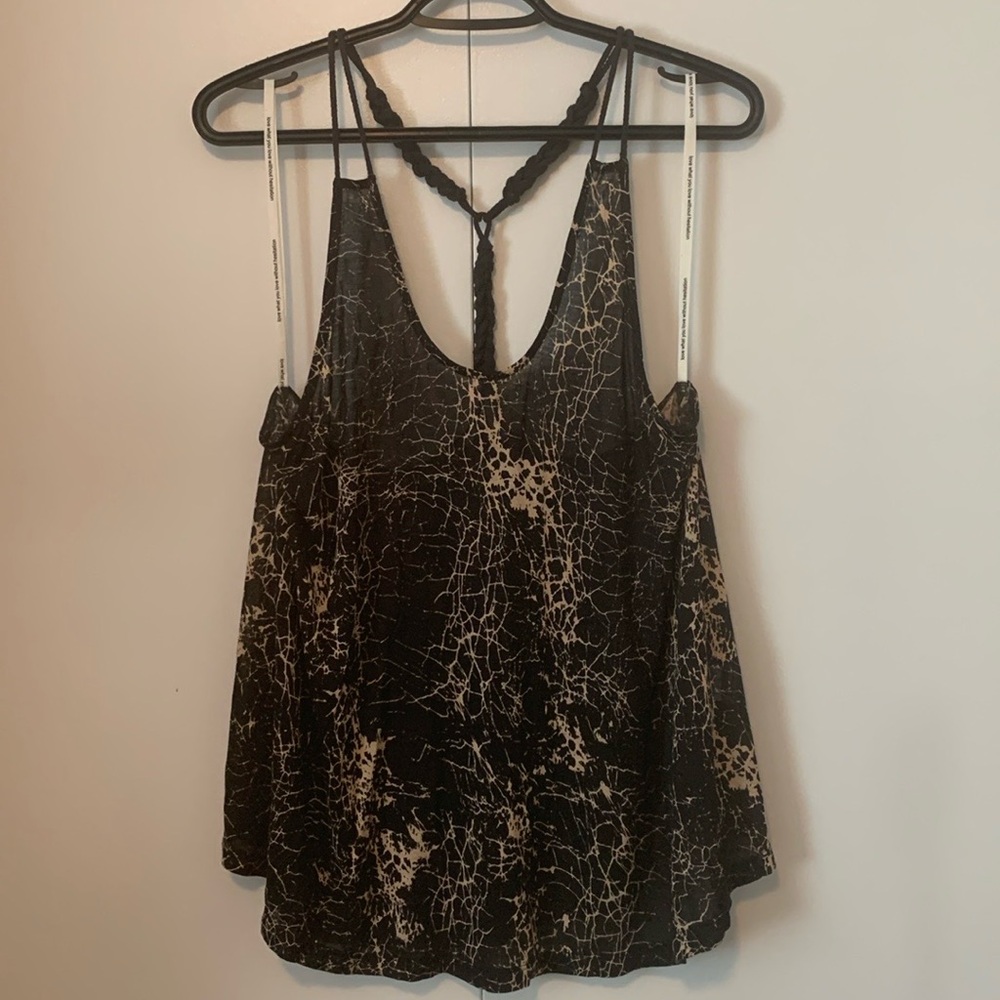 Sass and Bide Spider Web Jersey Braided Open Back Spaghetti Strap Tank Top Sz 6